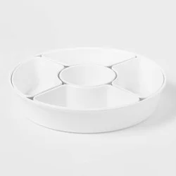 6pc Melamine 5-Section Serving Platter White - Threshold™: Divided Tray, Veggie & Serving Dish, Dishwasher Safe