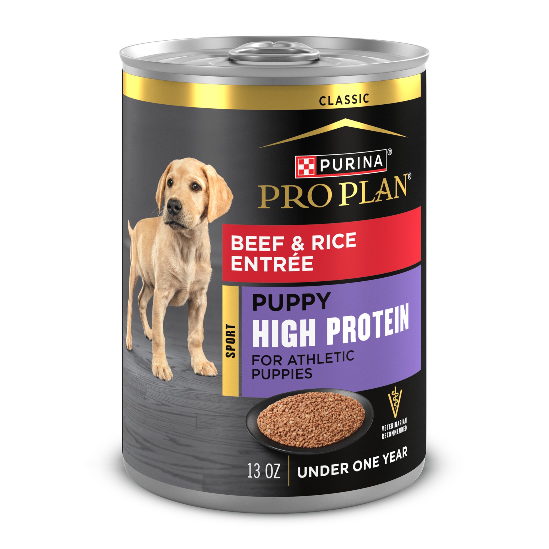 slide 1 of 9, Purina Pro Plan Sport High Protein Puppy Food Beef & Rice Entree Wet Formula, 13 oz