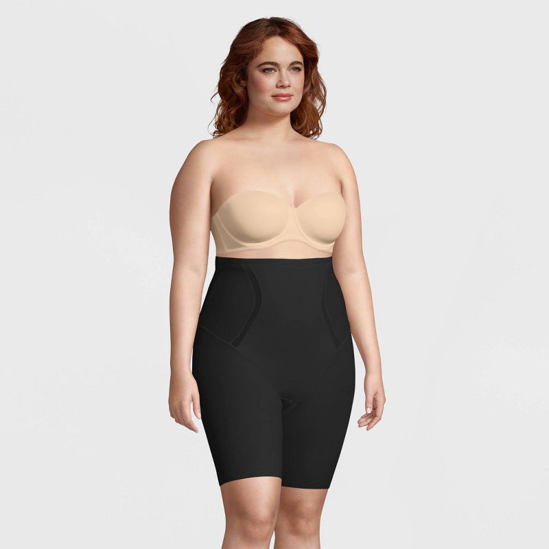 slide 3 of 6, Maidenform Women's Shapewear High Waist Firm Thigh Slimmer Shaping Shorts SE5001 - Black 3XL: Tummy Control Knit, 1 ct