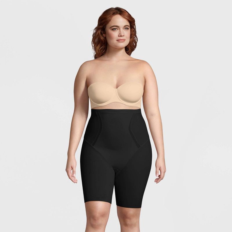 slide 5 of 6, Maidenform Women's Shapewear High Waist Firm Thigh Slimmer Shaping Shorts SE5001 - Black 3XL: Tummy Control Knit, 1 ct
