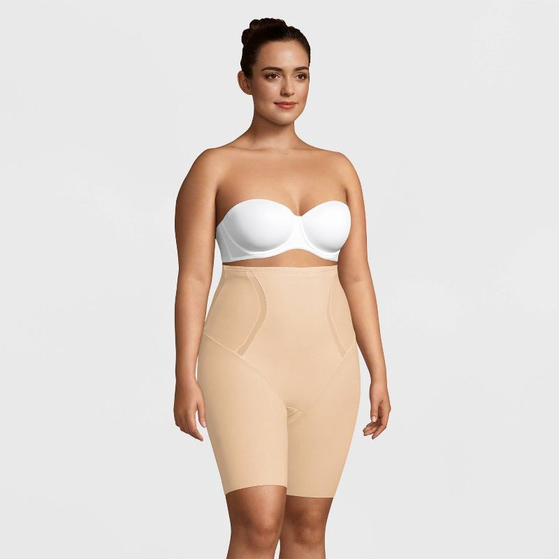 slide 5 of 6, Maidenform Women's Shapewear High Waist Firm Thigh Slimmer Shaping Shorts SE5001 - Beige 3XL: Nylon Spandex Blend, Medium Control, 1 ct