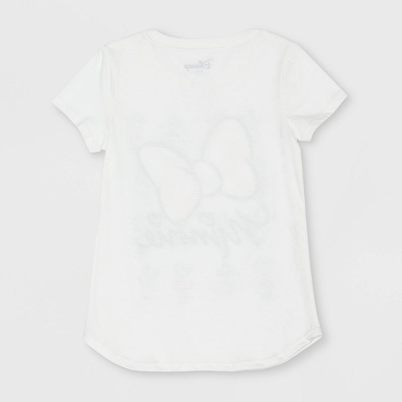 slide 2 of 2, Girls' Minnie Mouse Bow Short Sleeve Graphic T-Shirt - Off-White XS, 1 ct