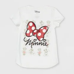Girls' Minnie Mouse Bow Short Sleeve Graphic T-Shirt - Off-White L