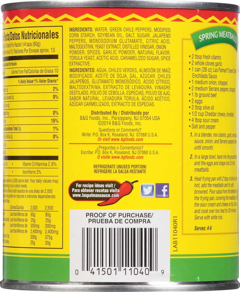 slide 7 of 7, Las Palmas Hot Green Chile Enchilada Sauce, 28 oz, 28 oz