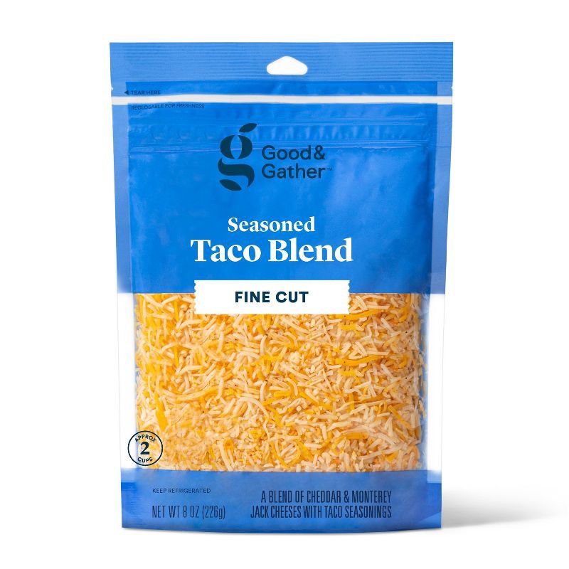 slide 1 of 3, Finely Shredded Taco Blend Cheese - 8oz - Good & Gather™, 8 oz
