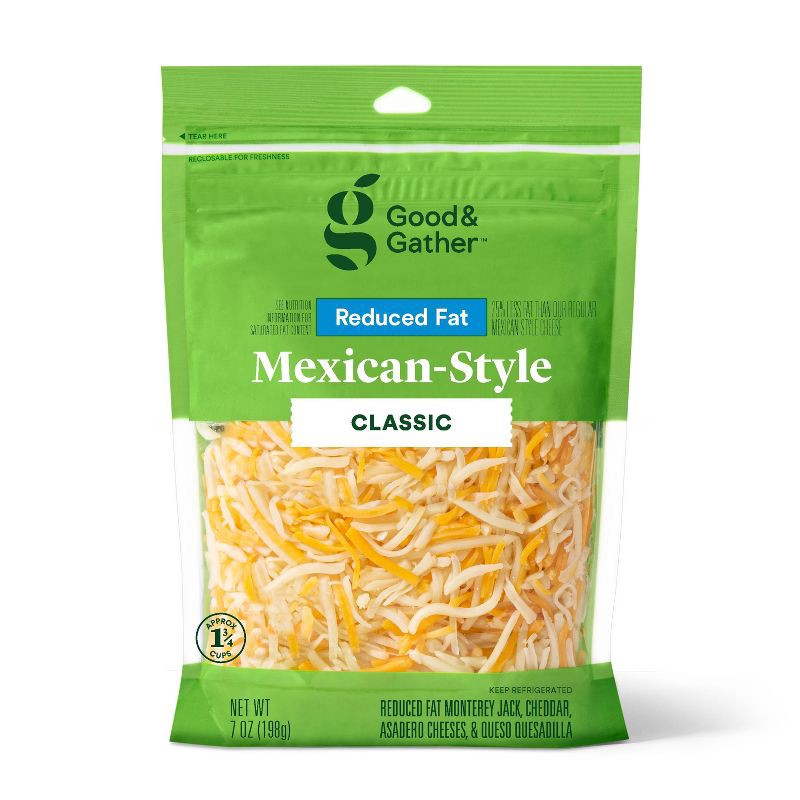 slide 1 of 3, Shredded Reduced Fat Mexican-Style Cheese - 7oz - Good & Gather™, 7 oz