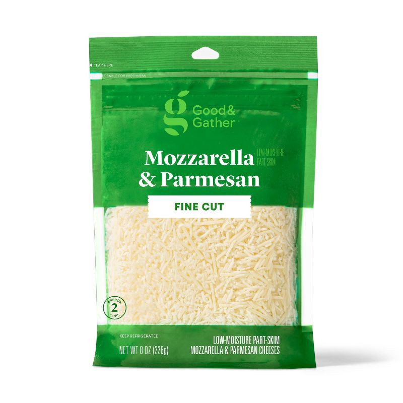 slide 1 of 3, Finely Shredded Mozzarella & Parmesan Cheese - 8oz - Good & Gather™, 8 oz