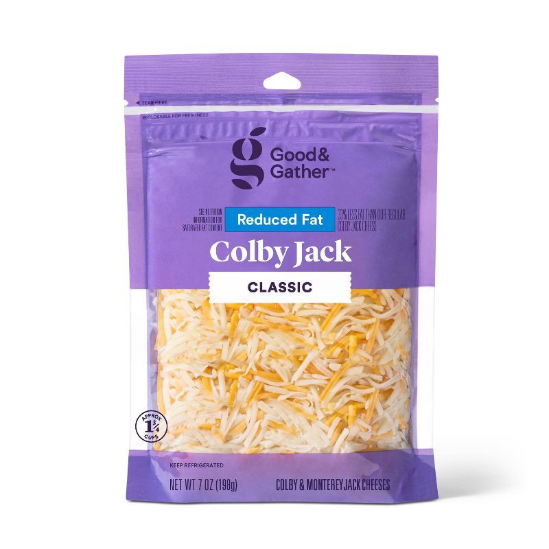 slide 1 of 3, Shredded Reduced Fat Colby Jack Cheese - 7oz - Good & Gather™, 7 oz