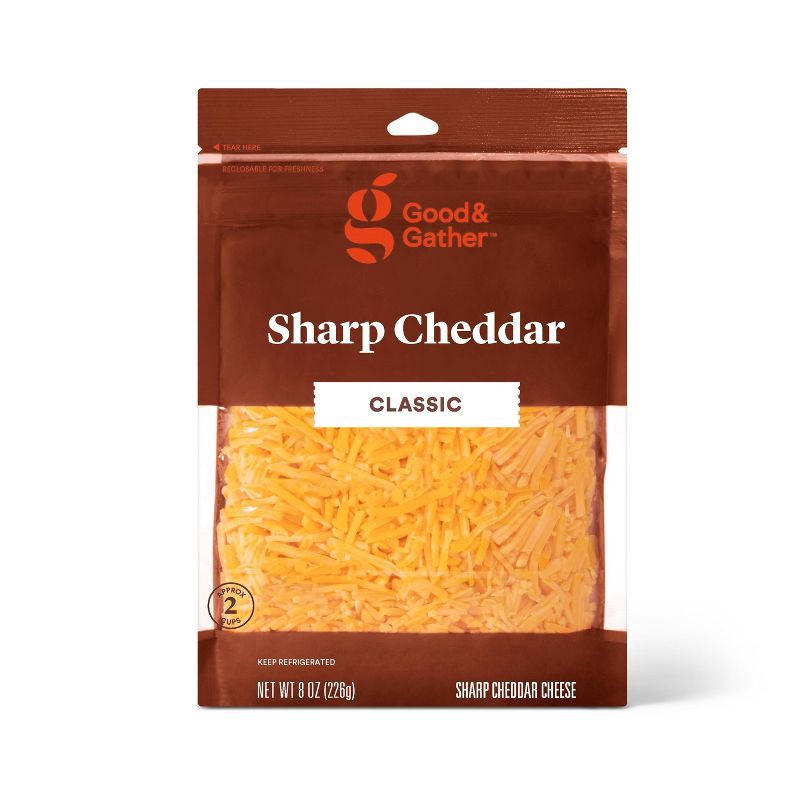 slide 1 of 3, Shredded Sharp Cheddar Cheese - 8oz - Good & Gather™, 8 oz