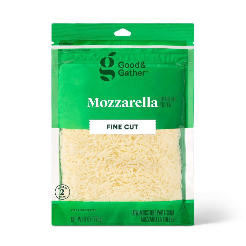 slide 1 of 3, Finely Shredded Mozzarella Cheese - 8oz - Good & Gather™, 8 oz