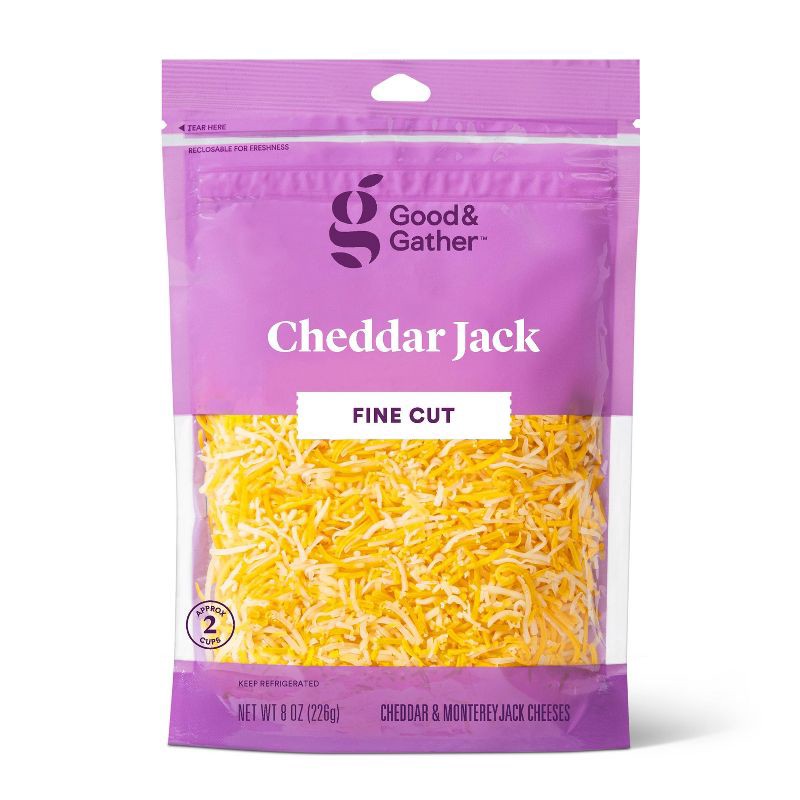 slide 1 of 3, Finely Shredded Cheddar Jack Cheese - 8oz - Good & Gather™, 8 oz
