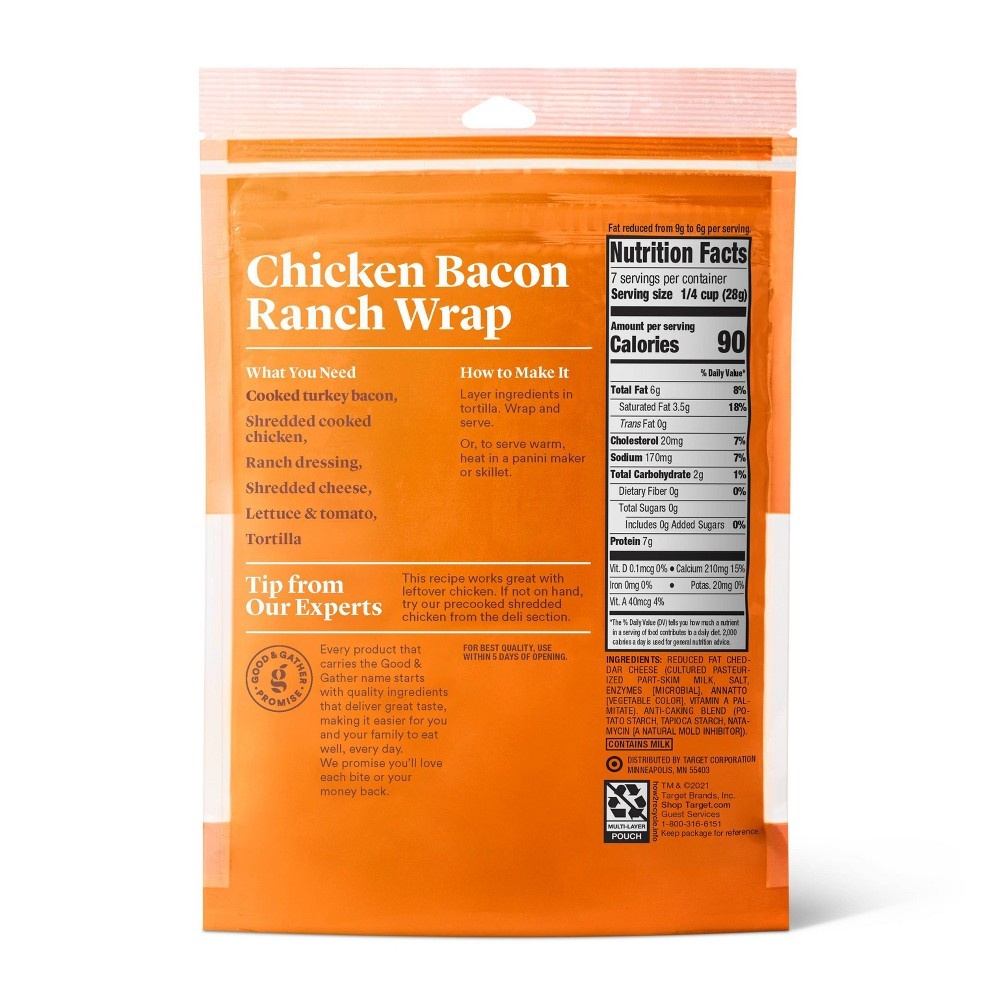 Shredded Reduced Fat Mild Cheddar Cheese 7oz Good & Gather 7 oz Shipt