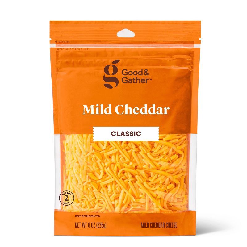 slide 1 of 3, Shredded Mild Cheddar Cheese - 8oz - Good & Gather™, 8 oz