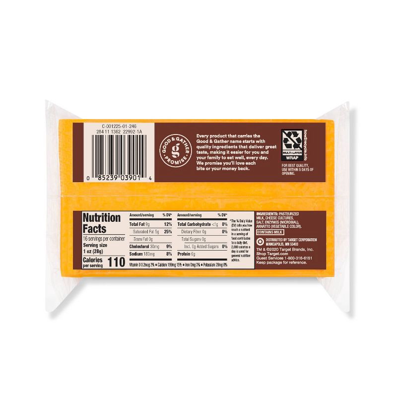 slide 2 of 3, Sharp Cheddar Cheese - 16oz - Good & Gather™, 16 oz