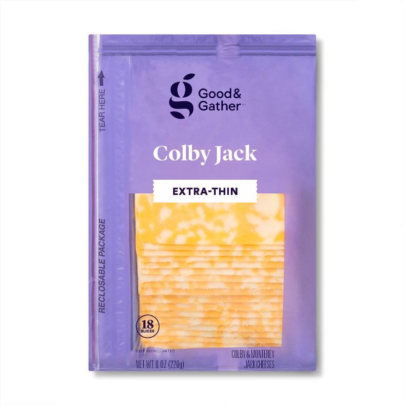 slide 1 of 3, Extra-Thin Colby Jack Deli Sliced Cheese - 8oz/18 slices - Good & Gather™, 8 oz