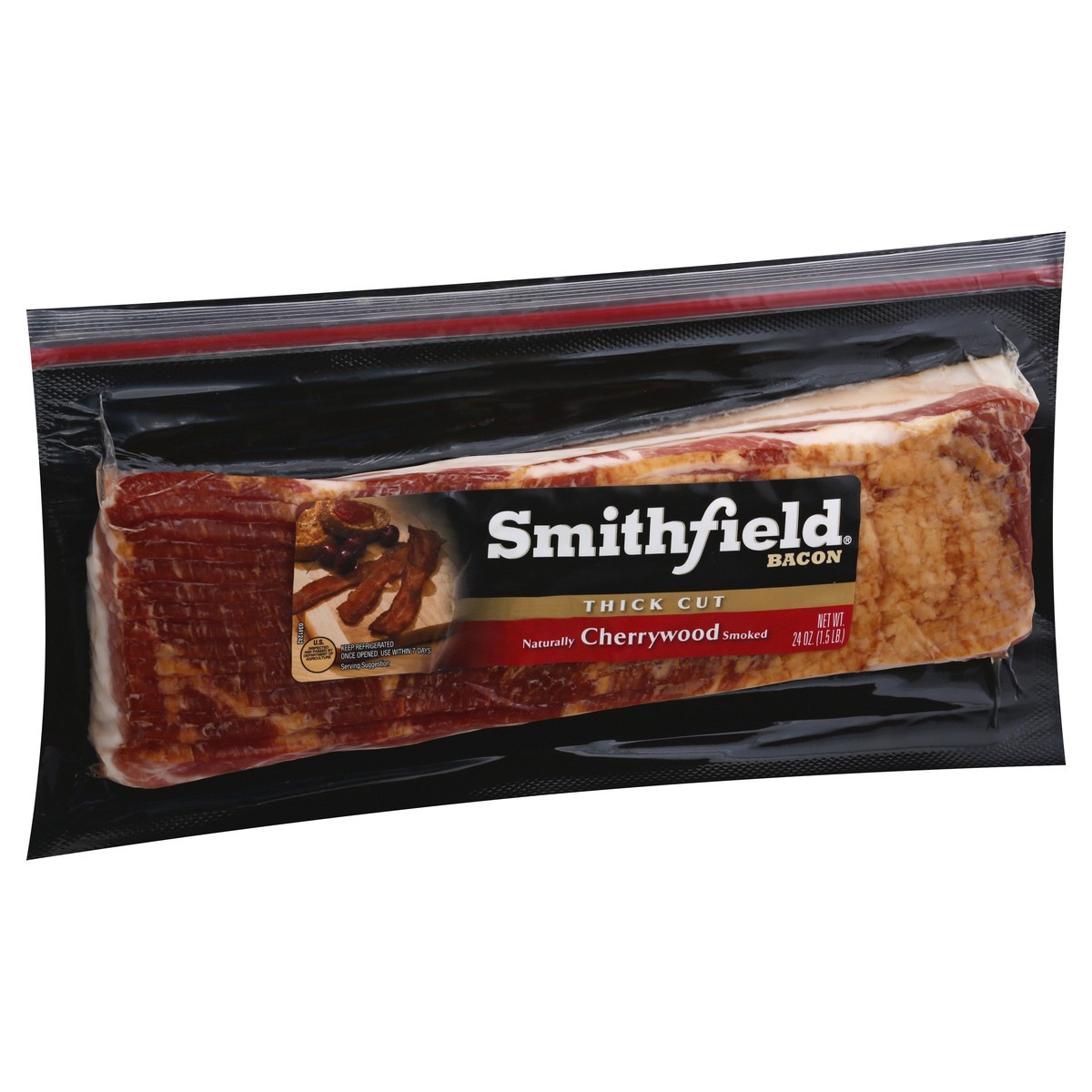 slide 8 of 9, Smithfield Cherrywood 24oz Thick Sliced Bacon, 24 oz