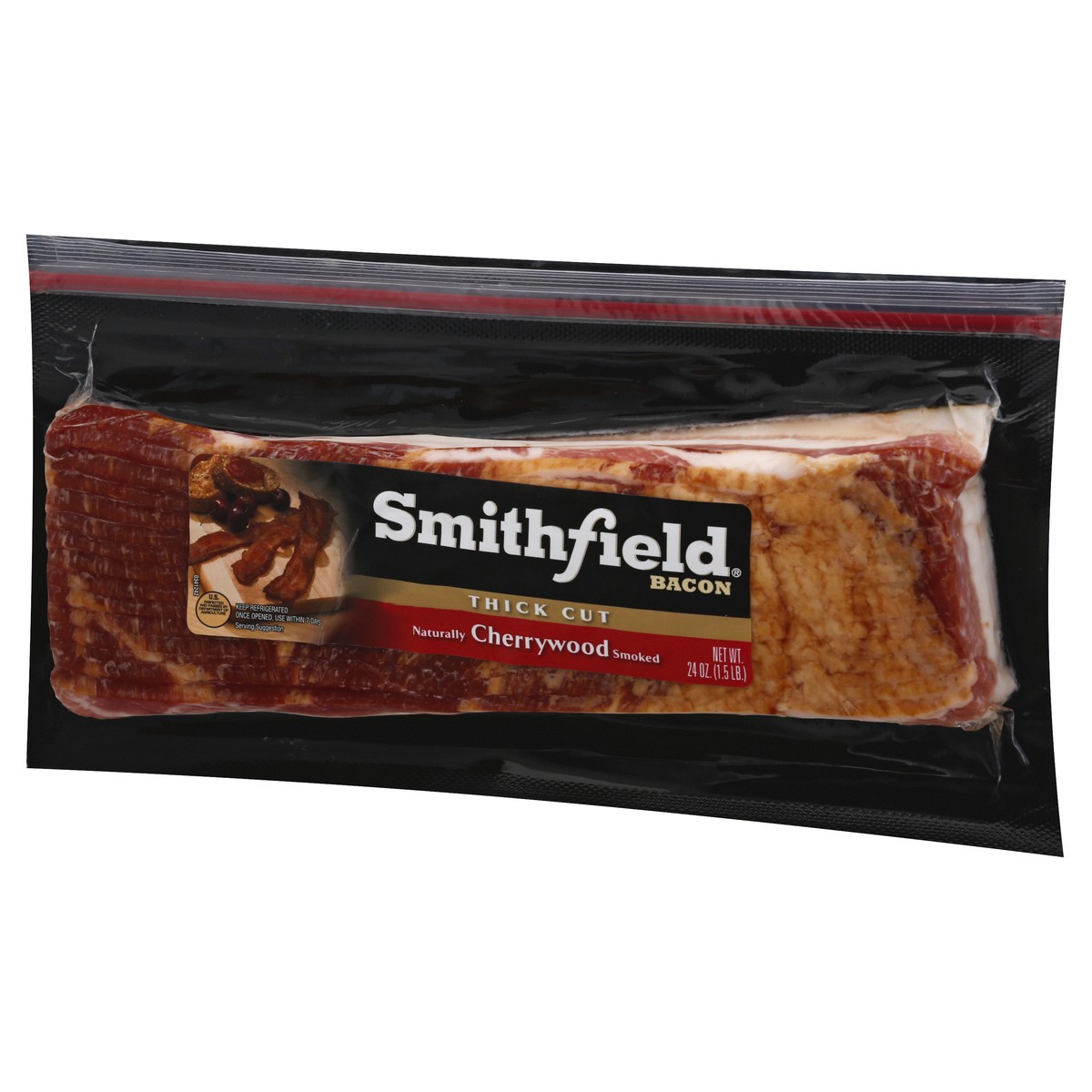 slide 7 of 9, Smithfield Cherrywood 24oz Thick Sliced Bacon, 24 oz