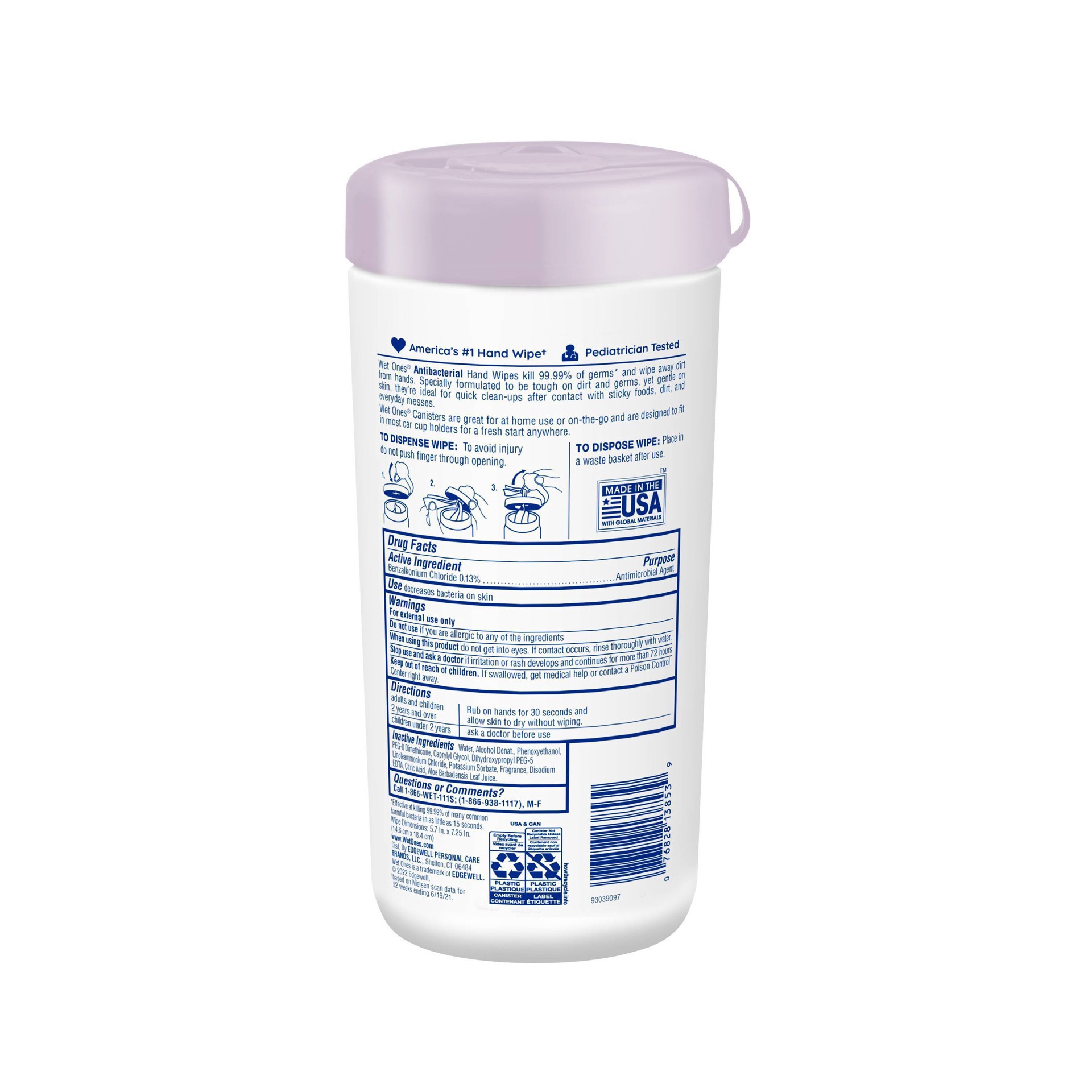 slide 2 of 7, Wet Ones Antibacterial Lavender Scent Hand Wipes 40 Each, 40 ct