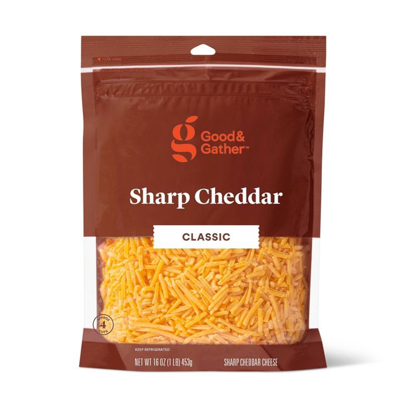 slide 1 of 3, Shredded Sharp Cheddar Cheese - 16oz - Good & Gather™, 16 oz