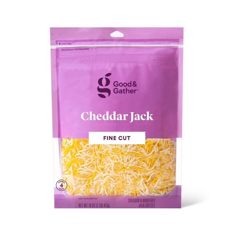 slide 1 of 3, Finely Shredded Cheddar Jack Cheese - 16oz - Good & Gather™, 16 oz