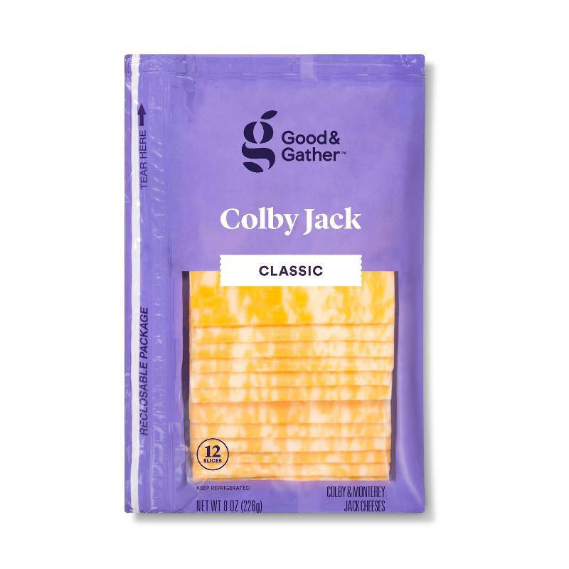 slide 1 of 3, Colby Jack Deli Sliced Cheese - 8oz/12 slices - Good & Gather™, 8 oz