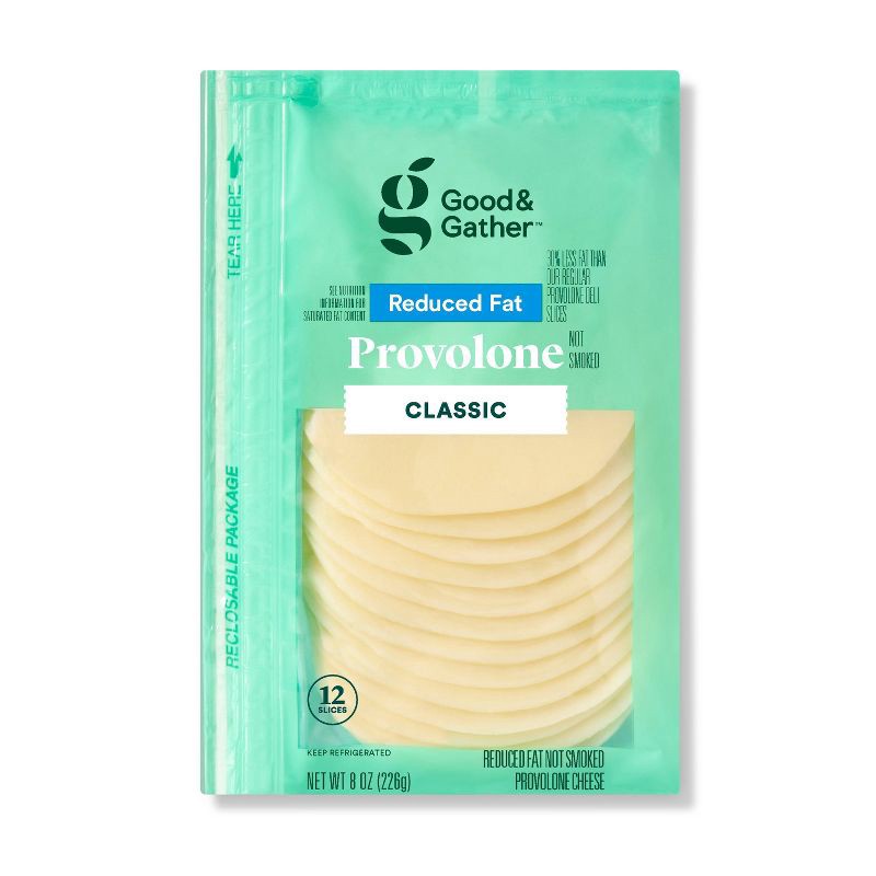 slide 1 of 3, Reduced Fat Provolone Deli Sliced Cheese - 8oz/12 slices - Good & Gather™, 8 oz