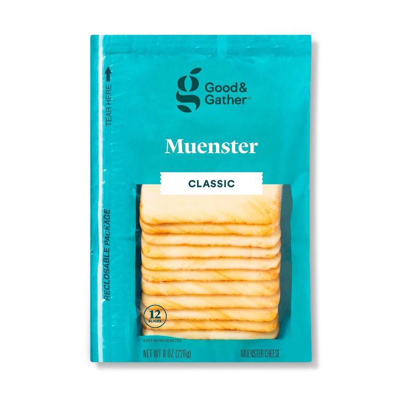 slide 1 of 3, Muenster Deli Sliced Cheese - 8oz/12 slices - Good & Gather™, 8 oz