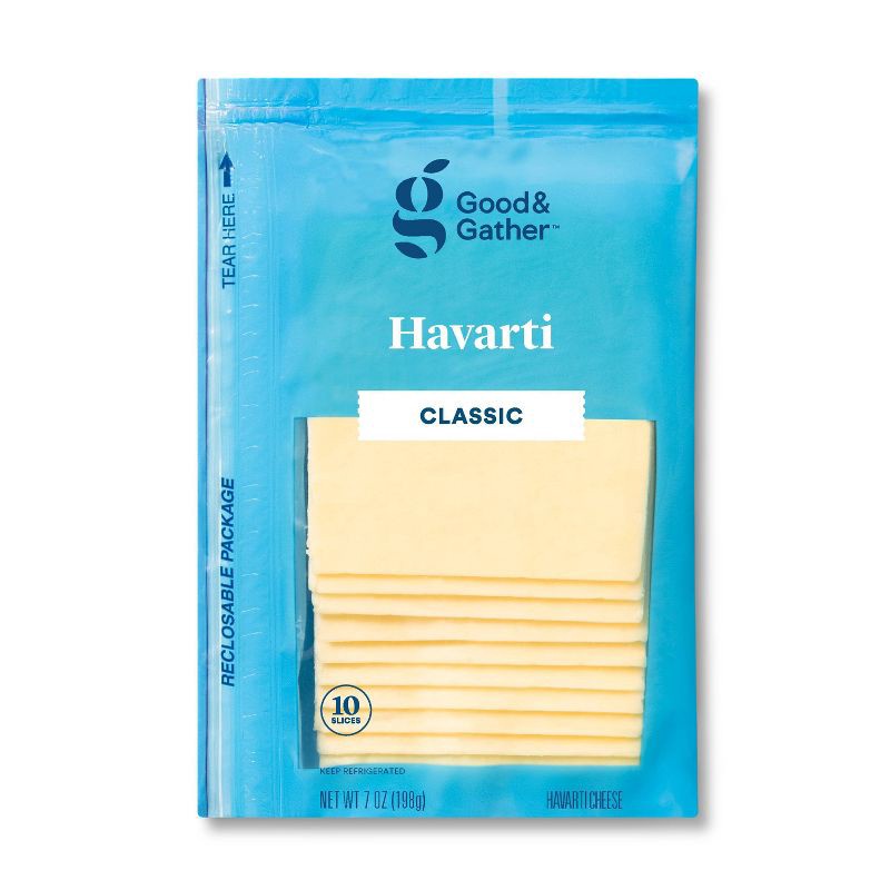 slide 1 of 3, Havarti Deli Sliced Cheese - 7oz/10 slices - Good & Gather™, 7 oz