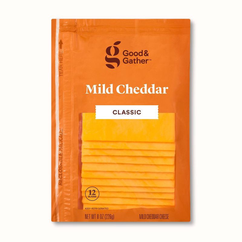 slide 1 of 3, Mild Cheddar Deli Sliced Cheese - 8oz/12 slices - Good & Gather™, 8 oz