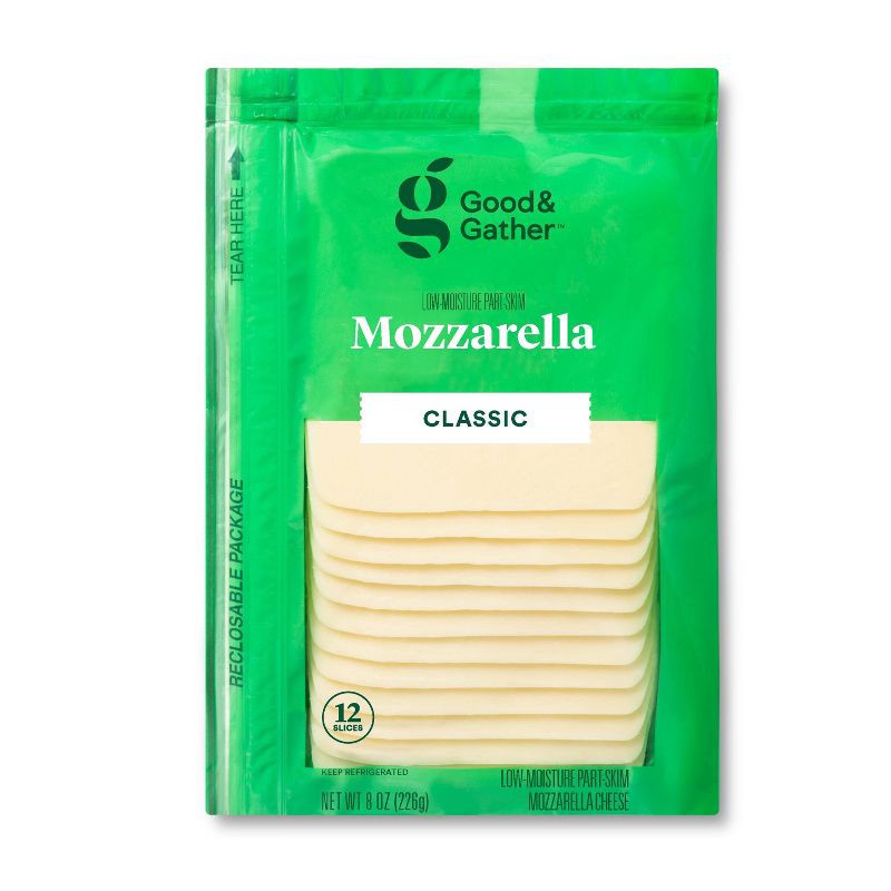 slide 1 of 3, Mozzarella Deli Sliced Cheese - 8oz/12 slices - Good & Gather™, 8 oz