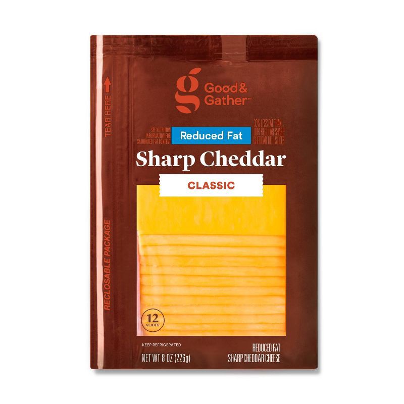 slide 1 of 3, Reduced Fat Sharp Cheddar Deli Sliced Cheese - 8oz/12 slices - Good & Gather™, 8 oz