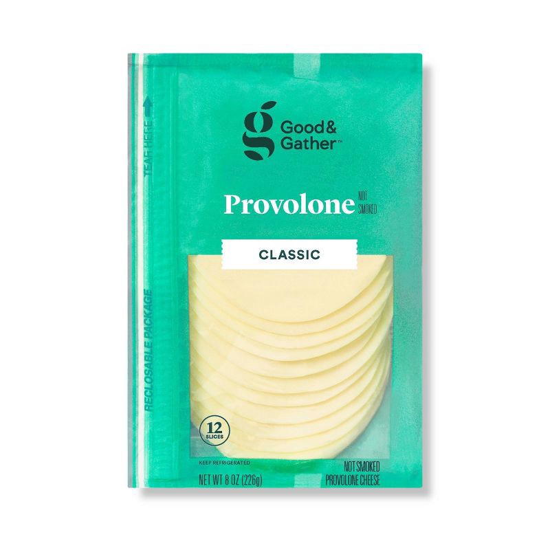 slide 1 of 3, Provolone Deli Sliced Cheese - 8oz/12 slices - Good & Gather™, 8 oz
