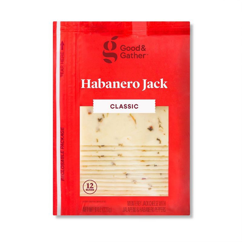 slide 1 of 3, Habanero Monterey Jack Deli Sliced Cheese - 8oz/12 slices - Good & Gather™, 8 oz