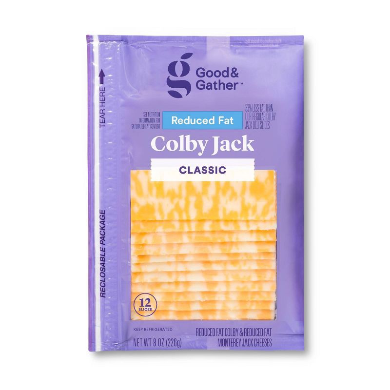 slide 1 of 3, Reduced Fat Colby Jack Deli Sliced Cheese - 8oz/12 slices - Good & Gather™, 8 oz