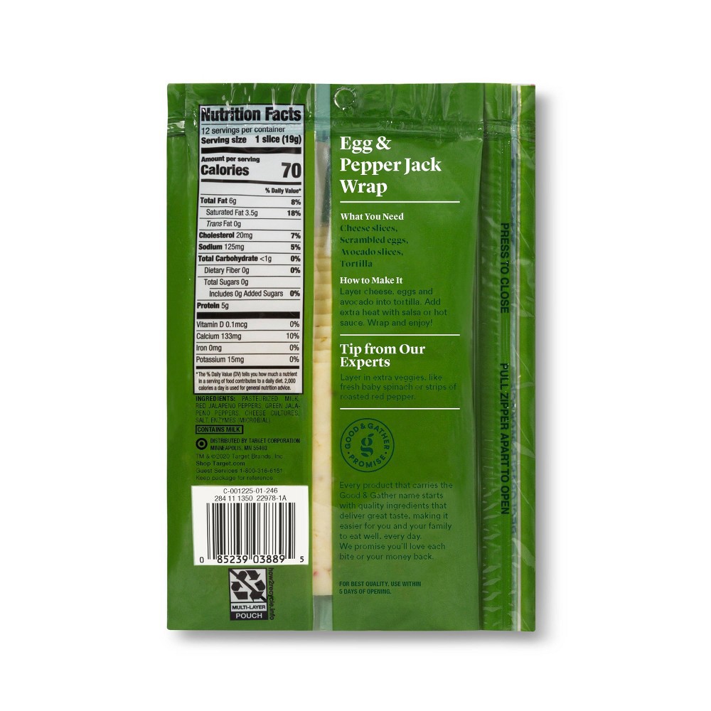 Pepper Jack Deli Sliced Cheese 8oz/12 slices Good & Gather 8 oz Shipt