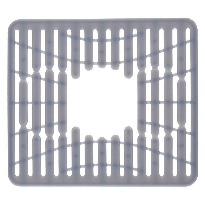 slide 2 of 8, OXO 11.3" x 12.8" Silicone Sink Mat Gray: Kitchen Sink Protector & Dish Drying Mat, Machine Washable, 1 ct