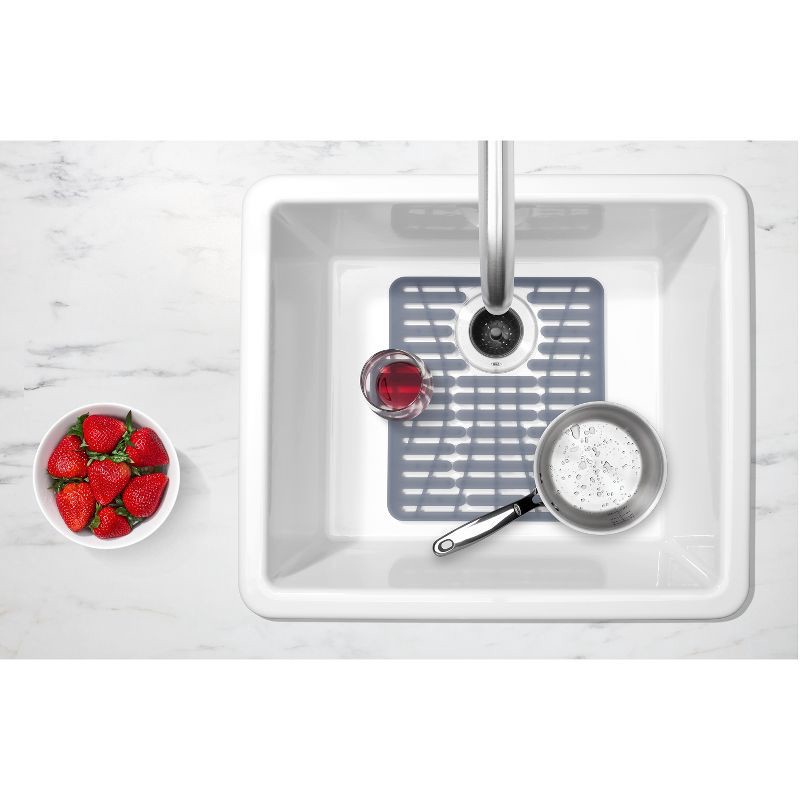slide 8 of 8, OXO 11.3" x 12.8" Silicone Sink Mat Gray: Kitchen Sink Protector & Dish Drying Mat, Machine Washable, 1 ct