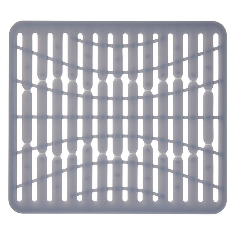 slide 1 of 8, OXO 11.3" x 12.8" Silicone Sink Mat Gray: Kitchen Sink Protector & Dish Drying Mat, Machine Washable, 1 ct