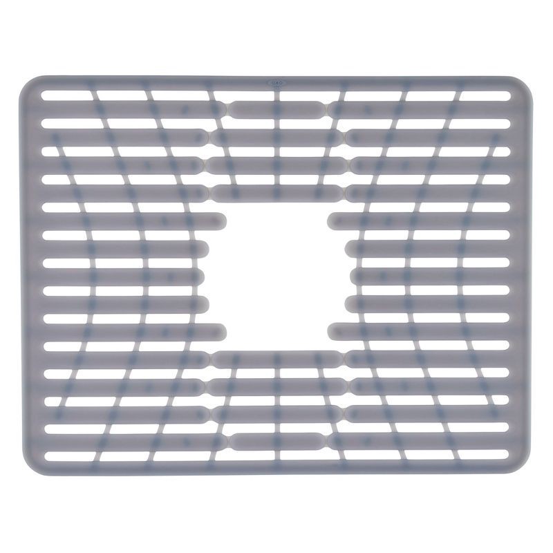 slide 2 of 6, OXO 16.3" x 12.8" Silicone Sink Mat Gray: Kitchen Sink Protector & Dish Drying Rack, 1 ct