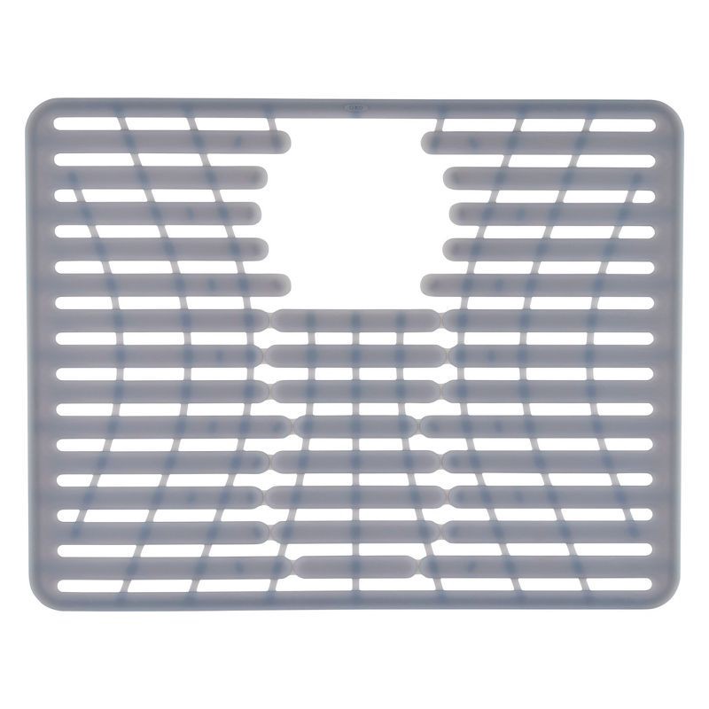 slide 3 of 6, OXO 16.3" x 12.8" Silicone Sink Mat Gray: Kitchen Sink Protector & Dish Drying Rack, 1 ct