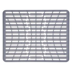 OXO 16.3&quot; x 12.8&quot; Silicone Sink Mat Gray: Kitchen Sink Protector &amp; Dish Drying Rack