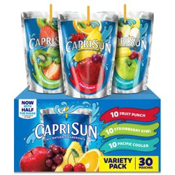 Capri Sun Fruit Punch Strawberry Kiwi Pacific Cooler Variety Pack Juice Boxes - 30pk/6 fl oz Pouches