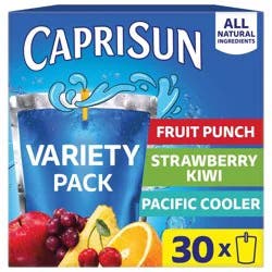 Capri Sun Fruit Punch Strawberry Kiwi Pacific Cooler Variety Pack Juice Boxes - 30pk/6 fl oz Pouches