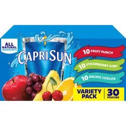 Capri Sun Fruit Punch Strawberry Kiwi Pacific Cooler Variety Pack Juice Boxes - 30pk/6 fl oz Pouches
