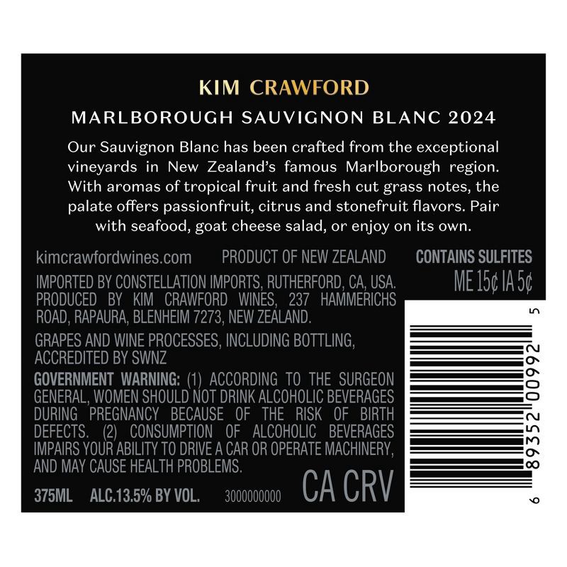 slide 11 of 12, Kim Crawford Sauvignon Blanc White Wine - 375ml Half Bottle, 375 ml