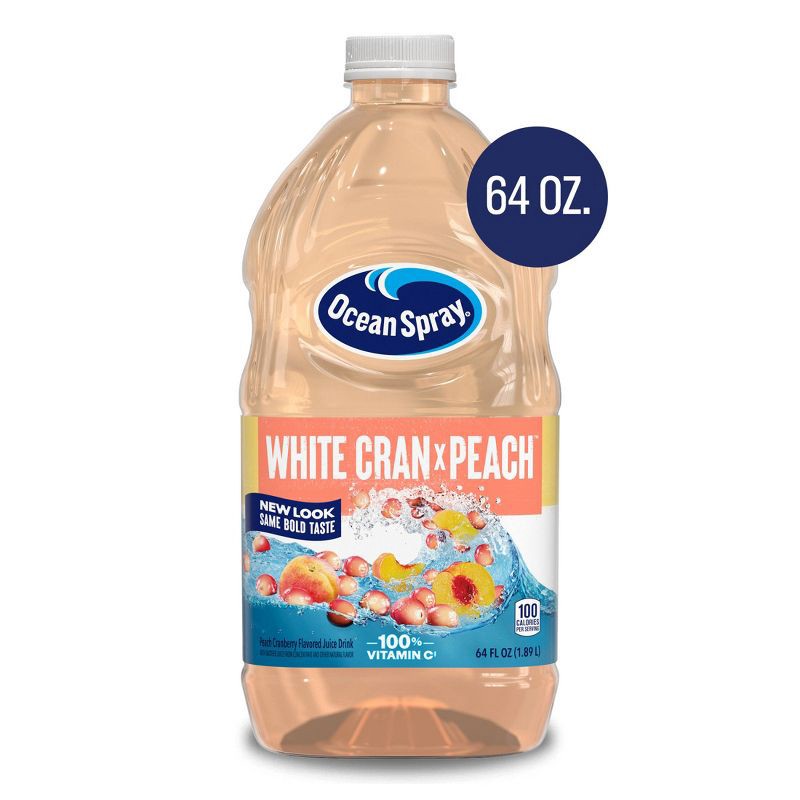 slide 1 of 9, Ocean Spray White Cran-Peach Juice Drink - 64 fl oz Bottle, 64 fl oz