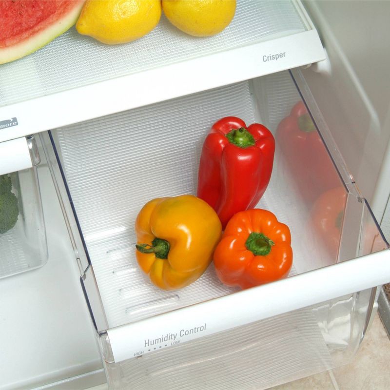 slide 6 of 7, Con-Tact 18" x 4' Zip-N-Fit Premium Non-Adhesive Ribbed Shelf Liner: Clear Drawer & Fridge Liner for Cabinets, 1 ct