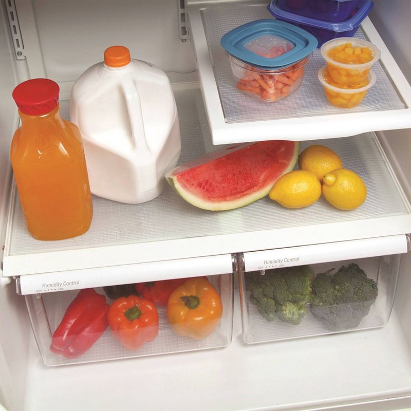 slide 7 of 7, Con-Tact 18" x 4' Zip-N-Fit Premium Non-Adhesive Ribbed Shelf Liner: Clear Drawer & Fridge Liner for Cabinets, 1 ct