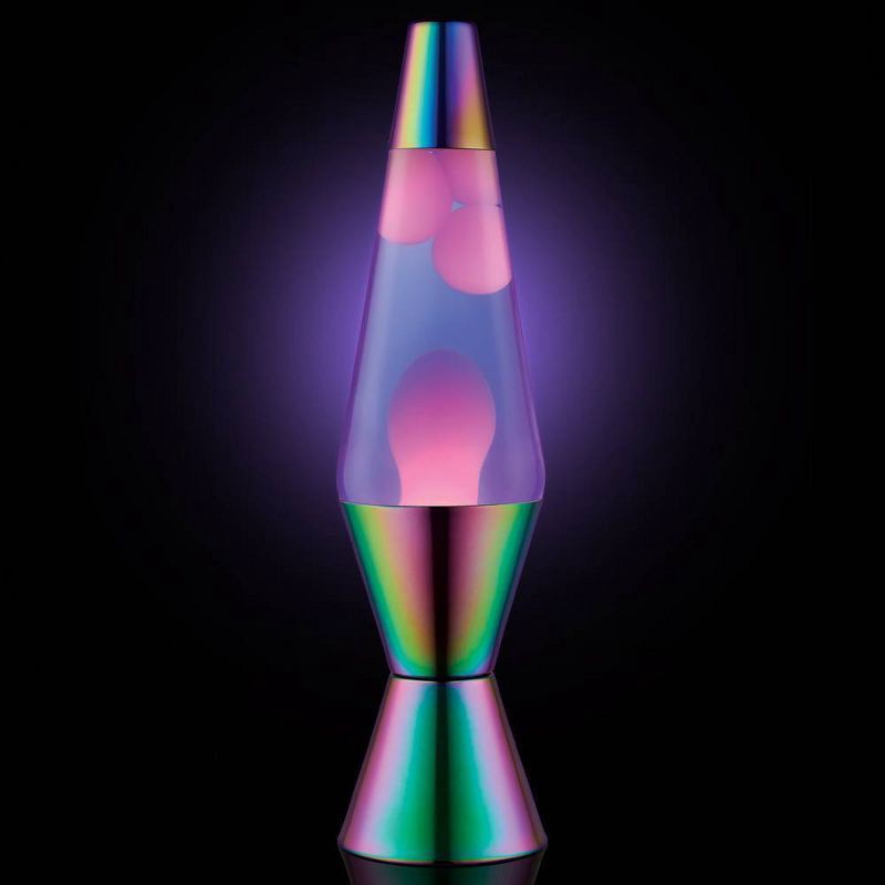 slide 2 of 3, LAVA 14.5" Iridescent Chrome Novelty Table Lamp: Hand-Painted, Electric Wax Motion Light for Teens, 1 ct