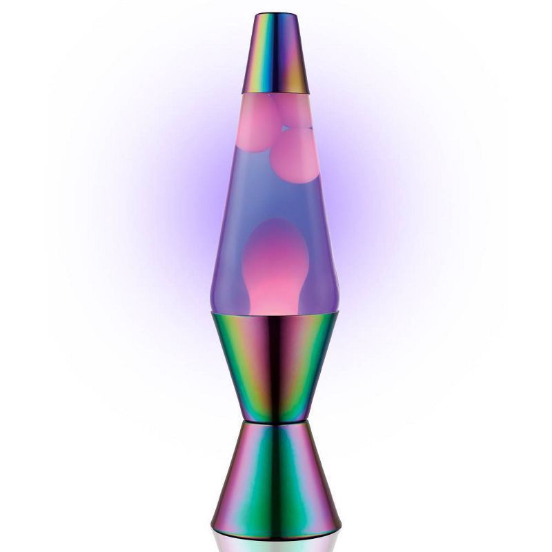 slide 3 of 3, LAVA 14.5" Iridescent Chrome Novelty Table Lamp: Hand-Painted, Electric Wax Motion Light for Teens, 1 ct